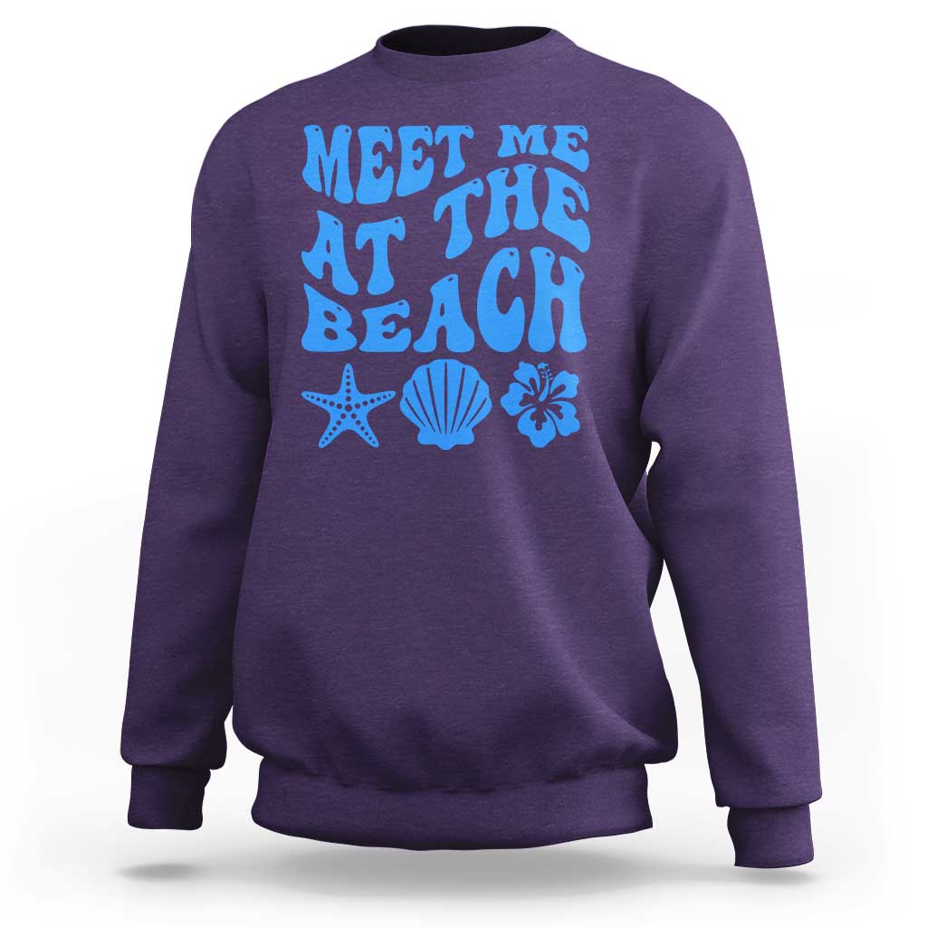 Meet Me At The Beach Sweatshirt Tropical Summer Vacation Graphic