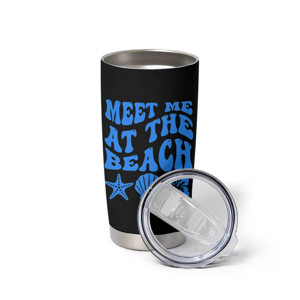 Meet Me At The Beach Tumbler Cup Tropical Summer Vacation Graphic