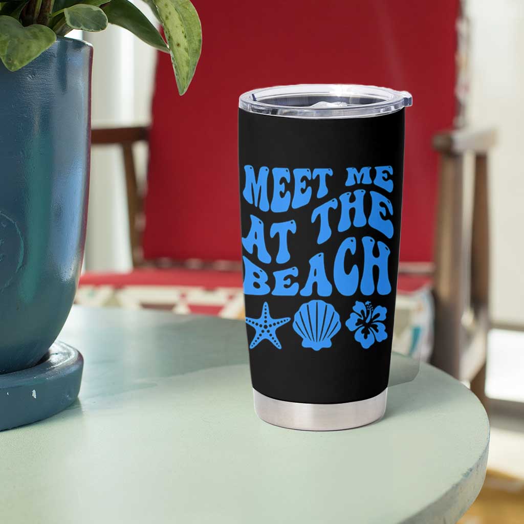 Meet Me At The Beach Tumbler Cup Tropical Summer Vacation Graphic