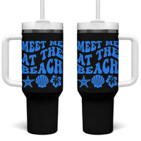 Meet Me At The Beach Tumbler With Handle Tropical Summer Vacation Graphic