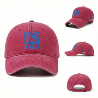 Meet Me At The Beach Washed Cotton Baseball Cap Tropical Summer Vacation Graphic