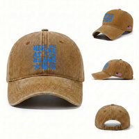 Meet Me At The Beach Washed Cotton Baseball Cap Tropical Summer Vacation Graphic