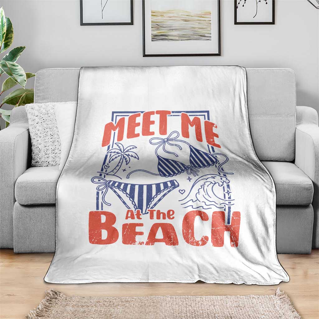 Meet Me At The Beach Throw Blanket Summer Girls Trip Bikini Lover Gift