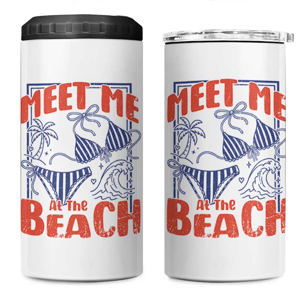 Meet Me At The Beach 4 in 1 Can Cooler Tumbler Summer Girls Trip Bikini Lover Gift