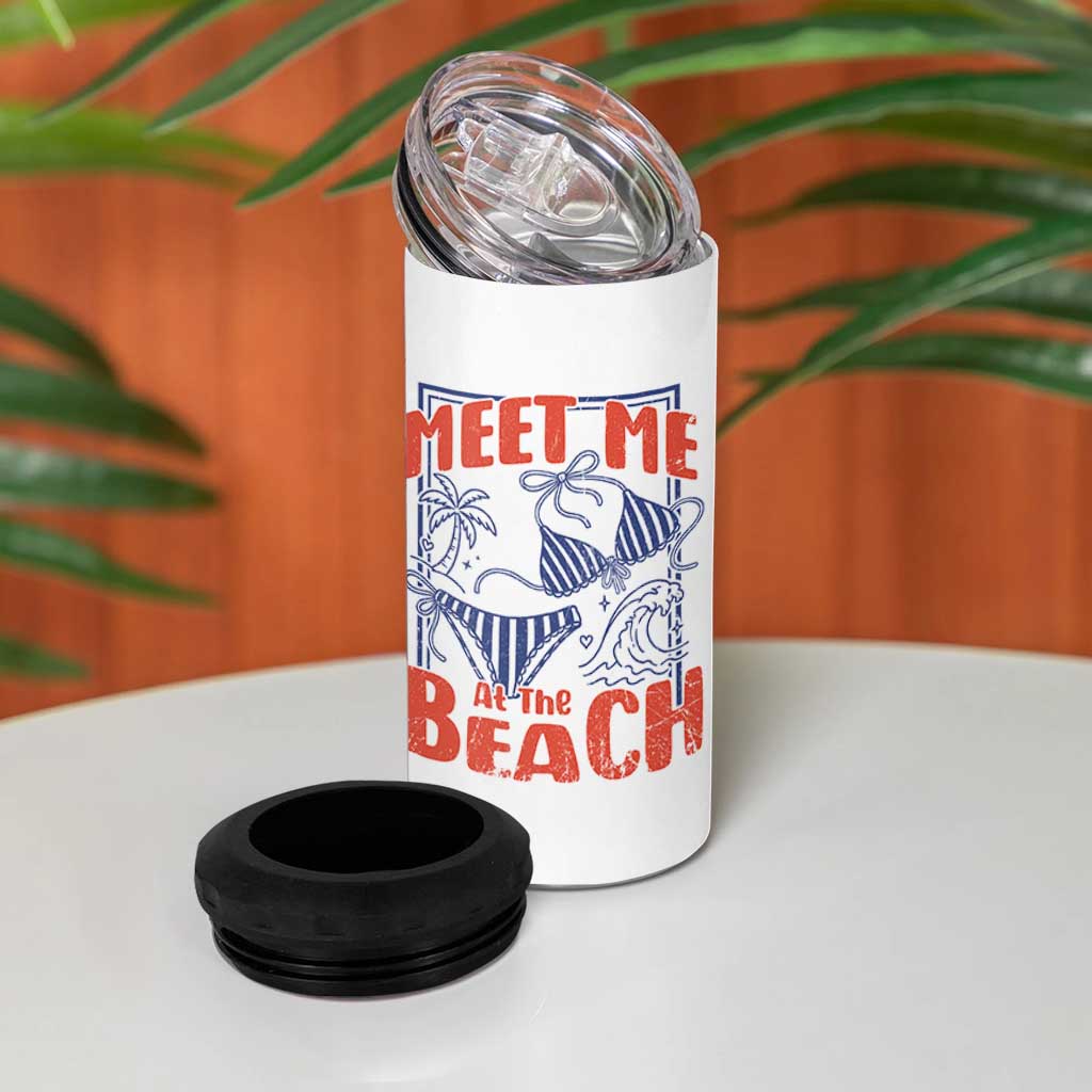 Meet Me At The Beach 4 in 1 Can Cooler Tumbler Summer Girls Trip Bikini Lover Gift