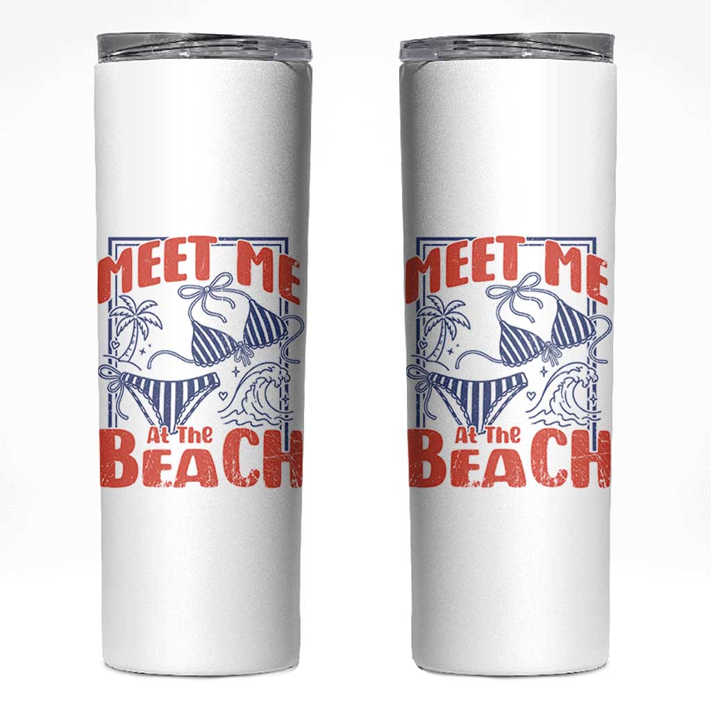 Meet Me At The Beach Skinny Tumbler Summer Girls Trip Bikini Lover Gift
