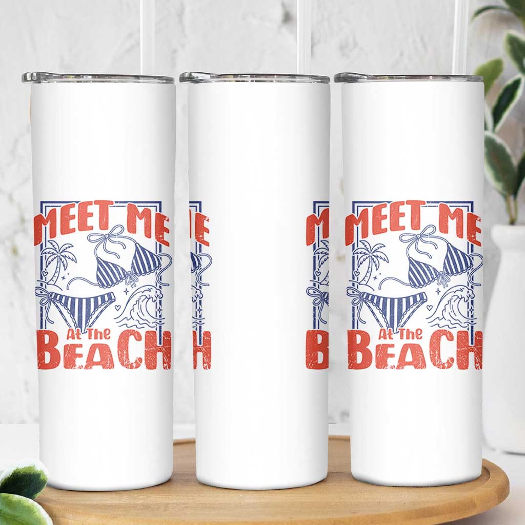 Meet Me At The Beach Skinny Tumbler Summer Girls Trip Bikini Lover Gift