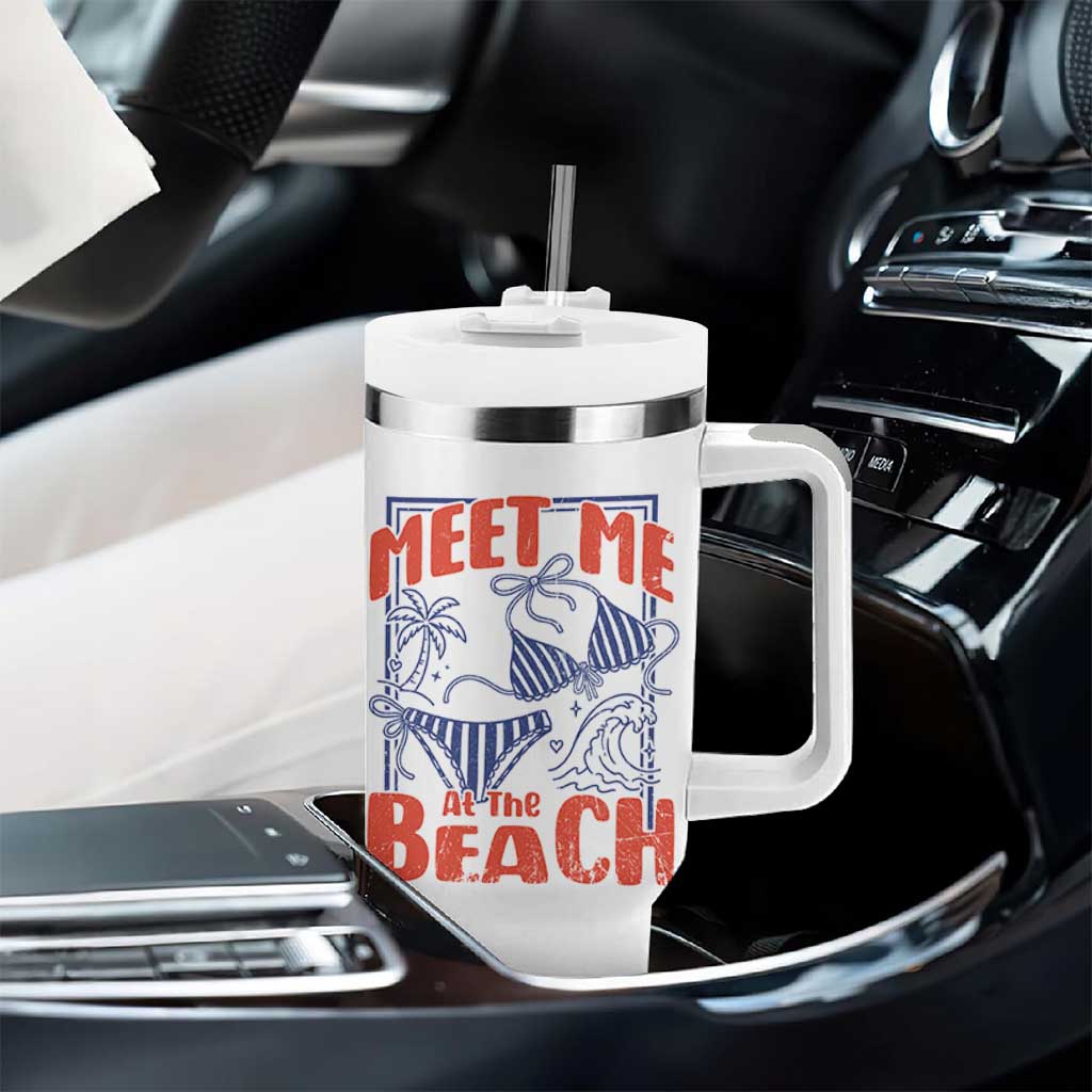 Meet Me At The Beach Tumbler With Handle Summer Girls Trip Bikini Lover Gift