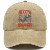 Meet Me At The Beach Washed Cotton Baseball Cap Summer Girls Trip Bikini Lover Gift