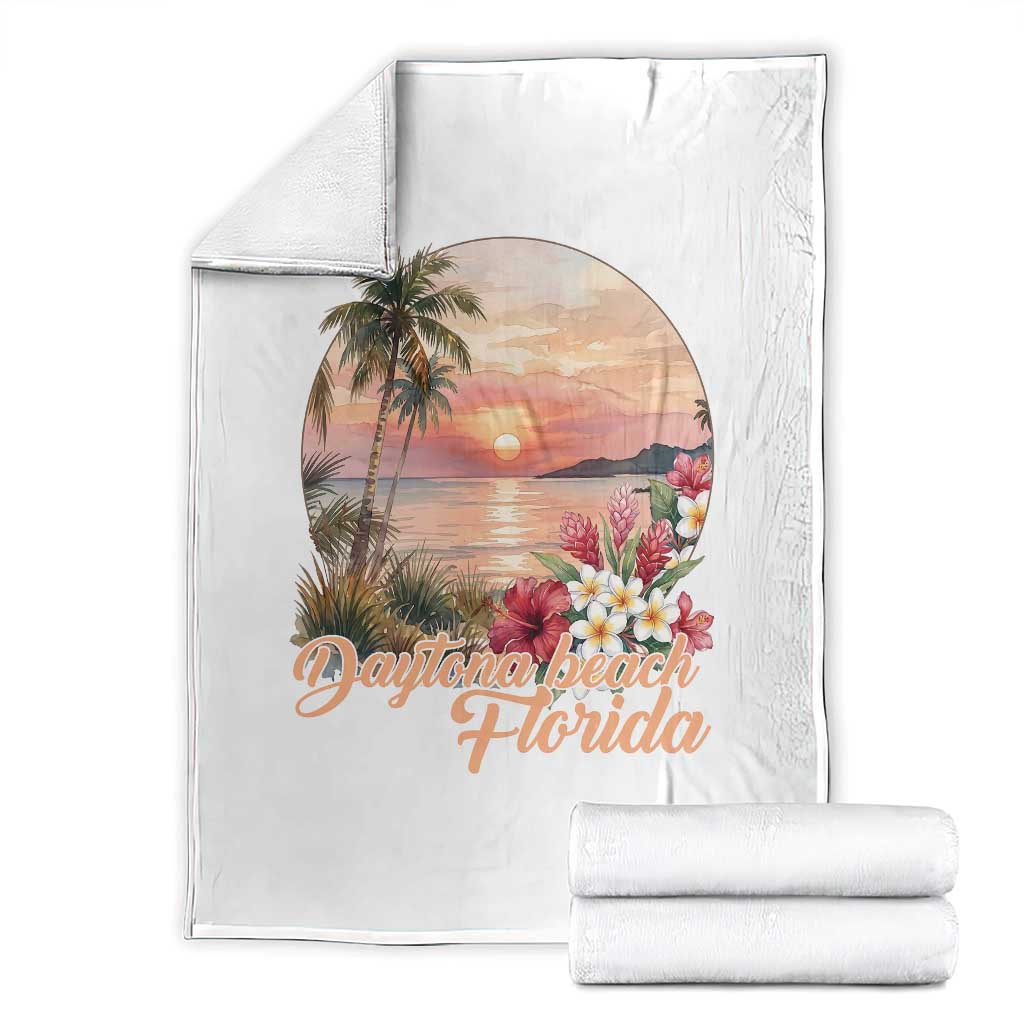 Daytona Beach Florida Throw Blanket Tropical Palm Tree Ocean Travel Gift