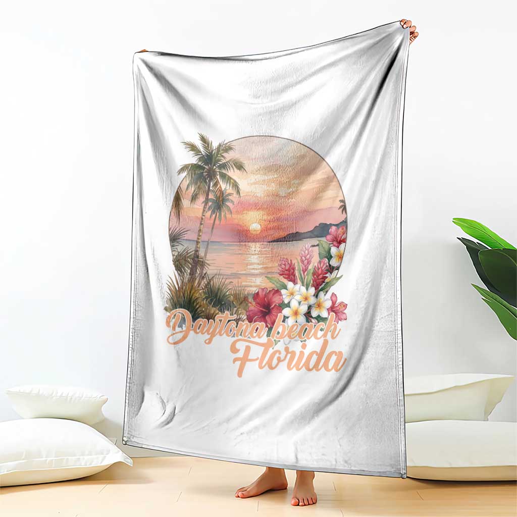 Daytona Beach Florida Throw Blanket Tropical Palm Tree Ocean Travel Gift