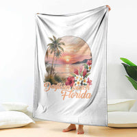 Daytona Beach Florida Throw Blanket Tropical Palm Tree Ocean Travel Gift