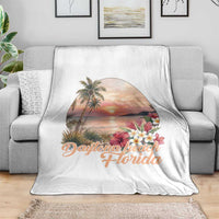 Daytona Beach Florida Throw Blanket Tropical Palm Tree Ocean Travel Gift