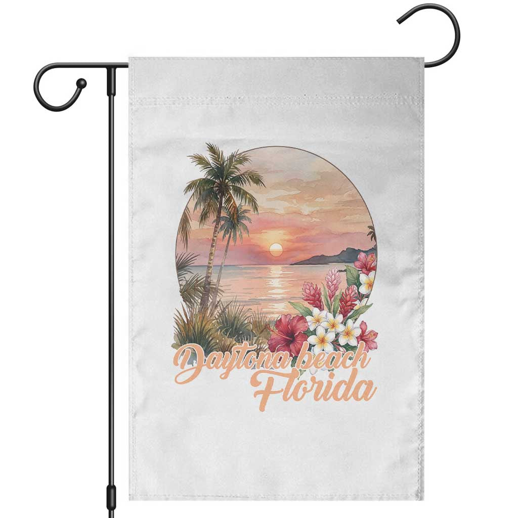 Daytona Beach Florida Garden Flag Tropical Palm Tree Ocean Travel Gift