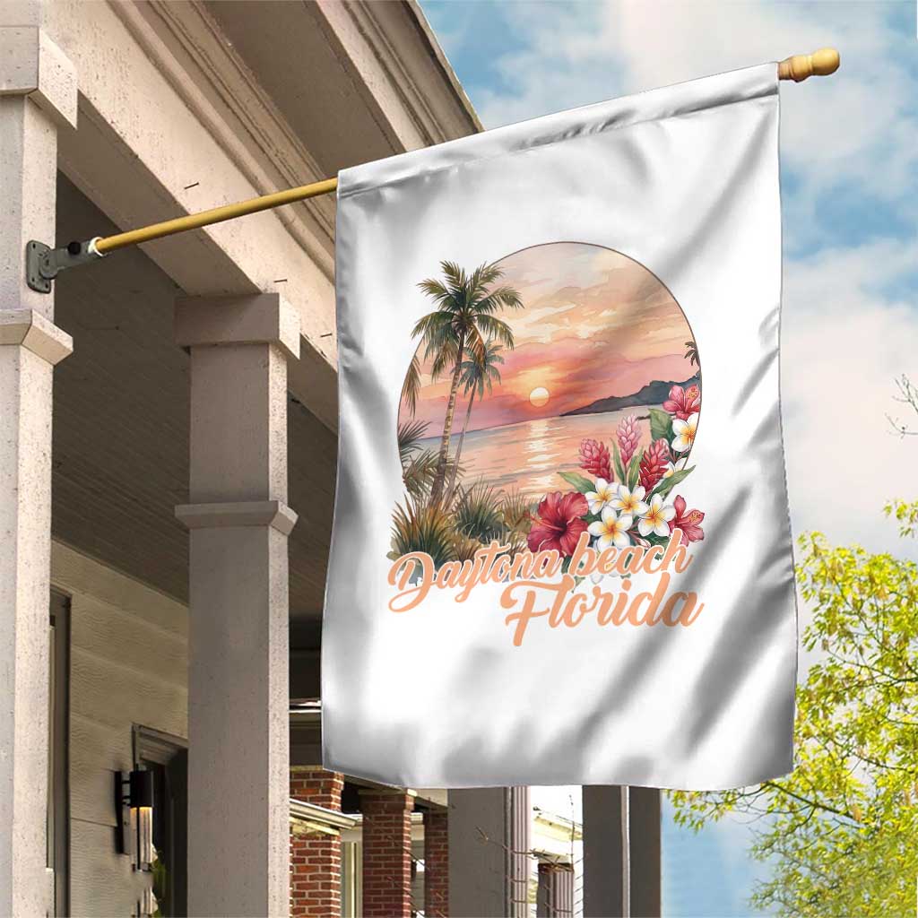 Daytona Beach Florida Garden Flag Tropical Palm Tree Ocean Travel Gift