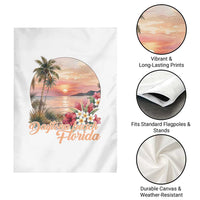 Daytona Beach Florida Garden Flag Tropical Palm Tree Ocean Travel Gift