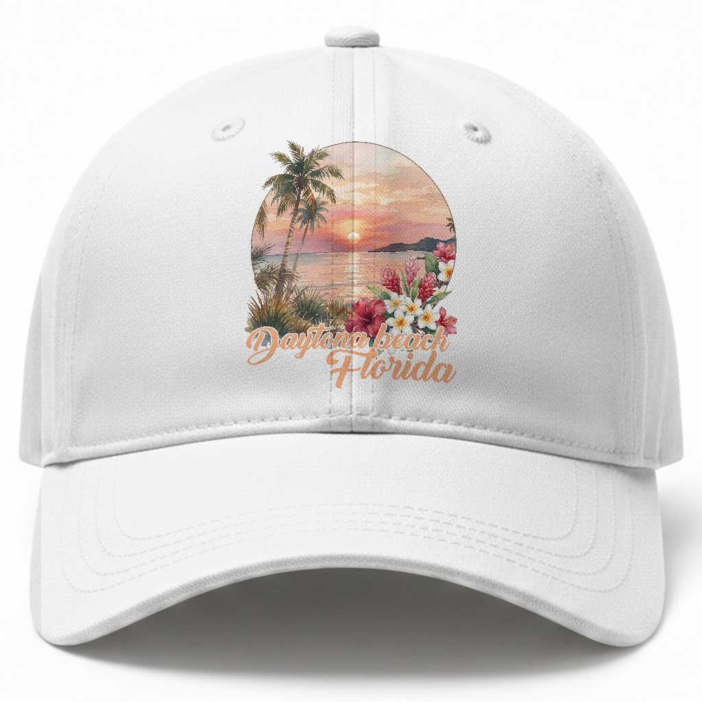 Daytona Beach Florida Baseball Cap Tropical Palm Tree Ocean Travel Gift