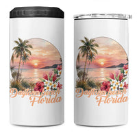 Daytona Beach Florida 4 in 1 Can Cooler Tumbler Tropical Palm Tree Ocean Travel Gift