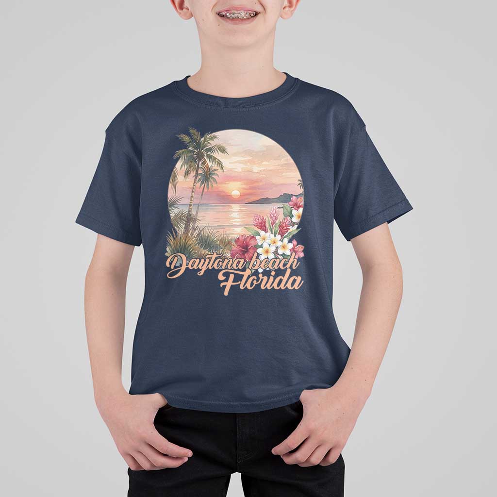 Daytona Beach Florida T Shirt For Kid Tropical Palm Tree Ocean Travel Gift