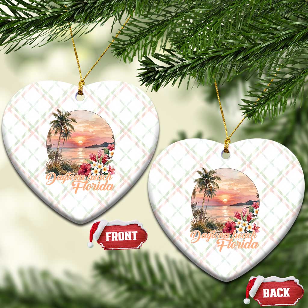 Daytona Beach Florida Ceramic Ornament Tropical Palm Tree Ocean Travel Gift