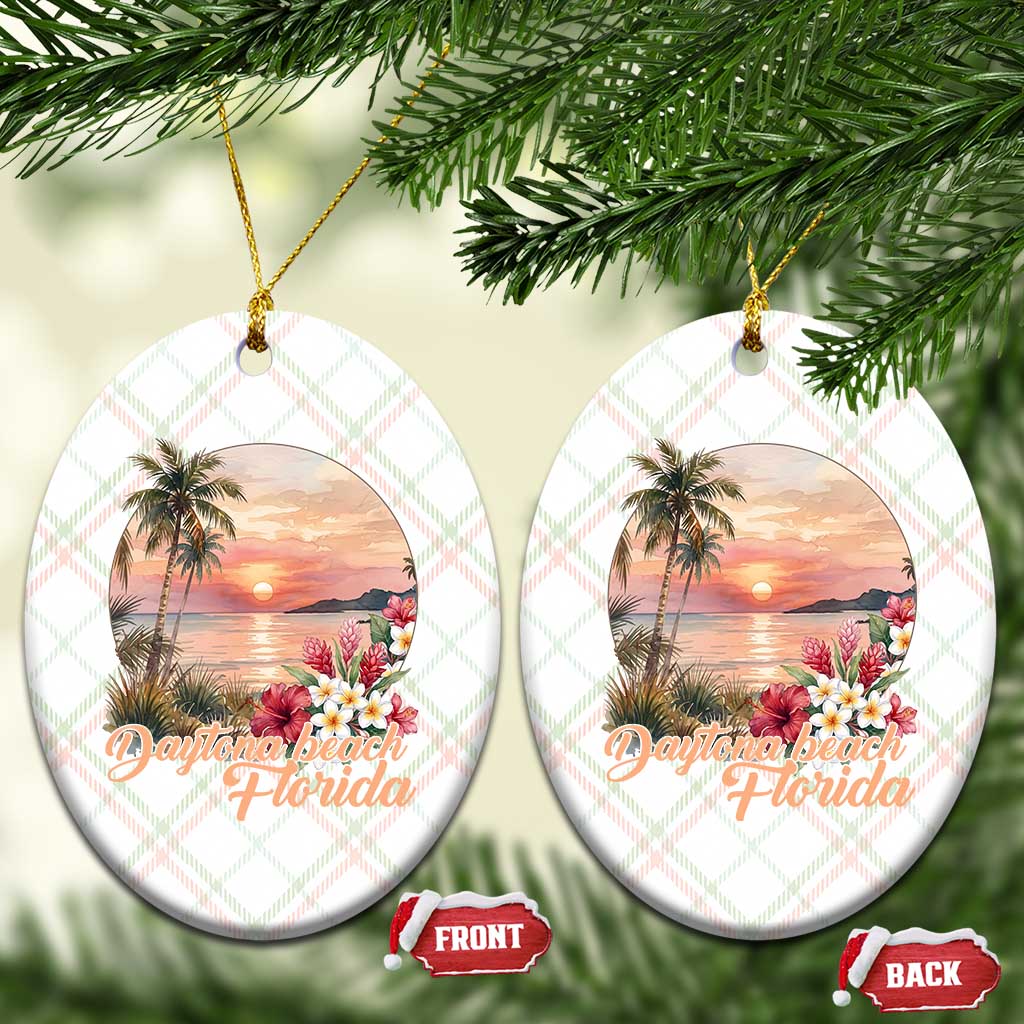 Daytona Beach Florida Ceramic Ornament Tropical Palm Tree Ocean Travel Gift