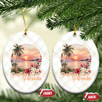 Daytona Beach Florida Ceramic Ornament Tropical Palm Tree Ocean Travel Gift