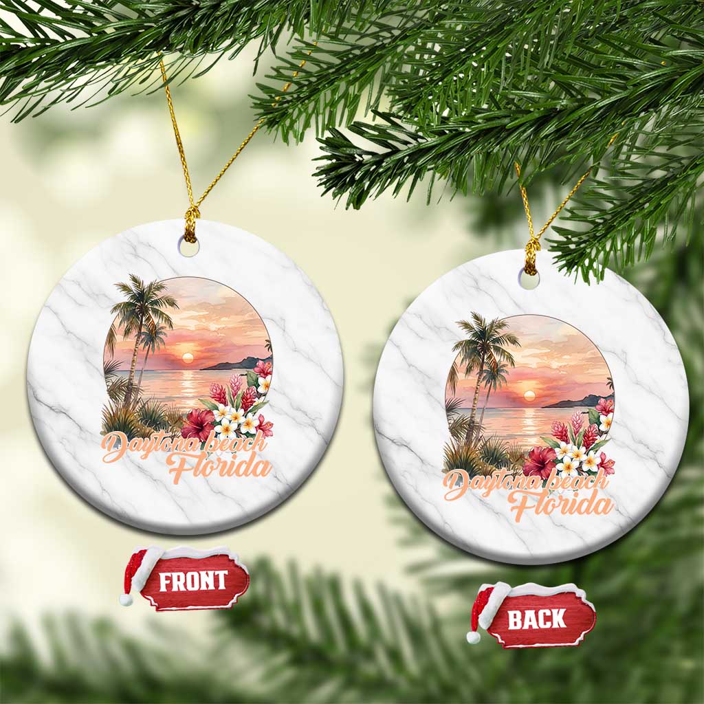 Daytona Beach Florida Ceramic Ornament Tropical Palm Tree Ocean Travel Gift