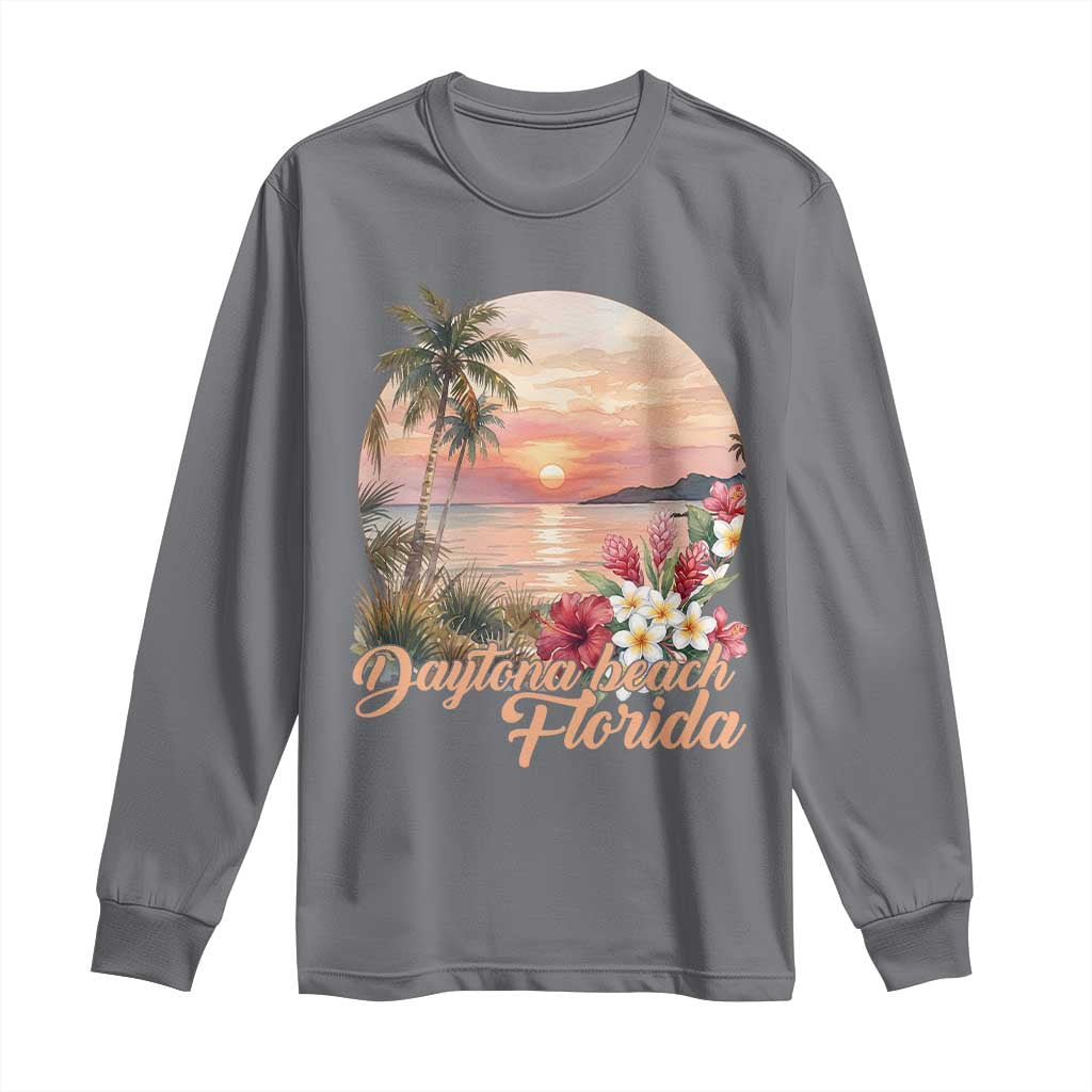 Daytona Beach Florida Long Sleeve Shirt Tropical Palm Tree Ocean Travel Gift