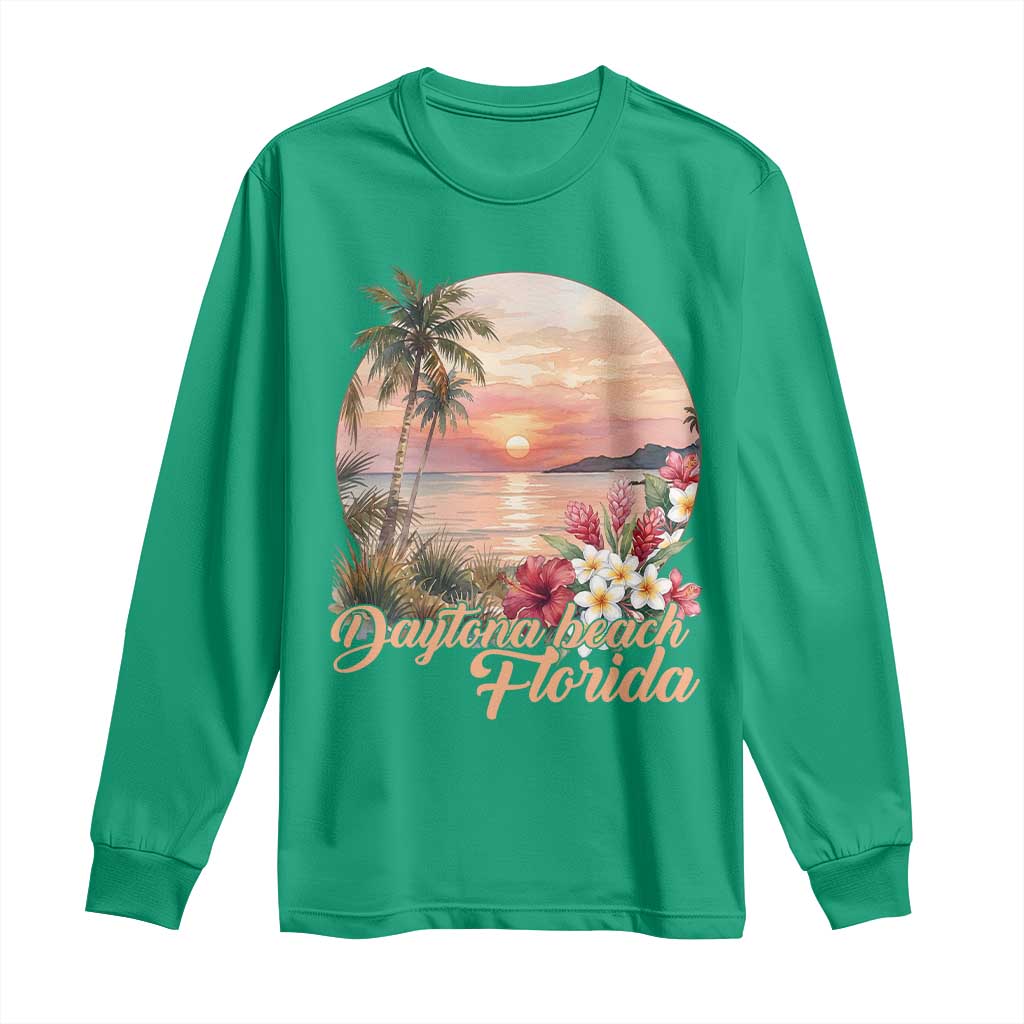 Daytona Beach Florida Long Sleeve Shirt Tropical Palm Tree Ocean Travel Gift