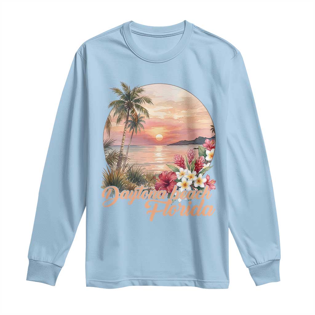 Daytona Beach Florida Long Sleeve Shirt Tropical Palm Tree Ocean Travel Gift