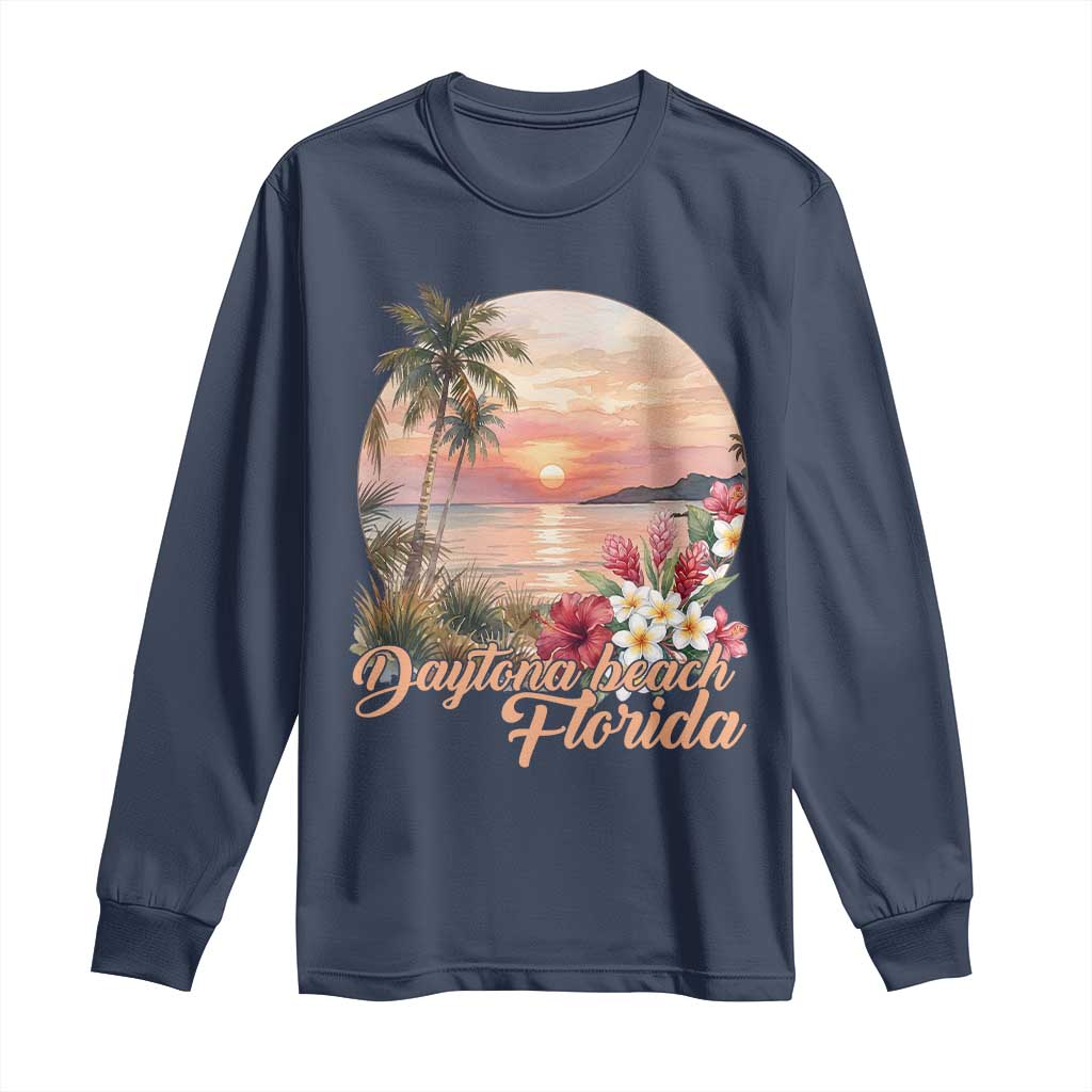 Daytona Beach Florida Long Sleeve Shirt Tropical Palm Tree Ocean Travel Gift