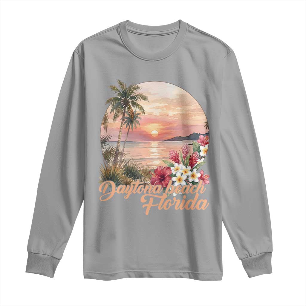 Daytona Beach Florida Long Sleeve Shirt Tropical Palm Tree Ocean Travel Gift