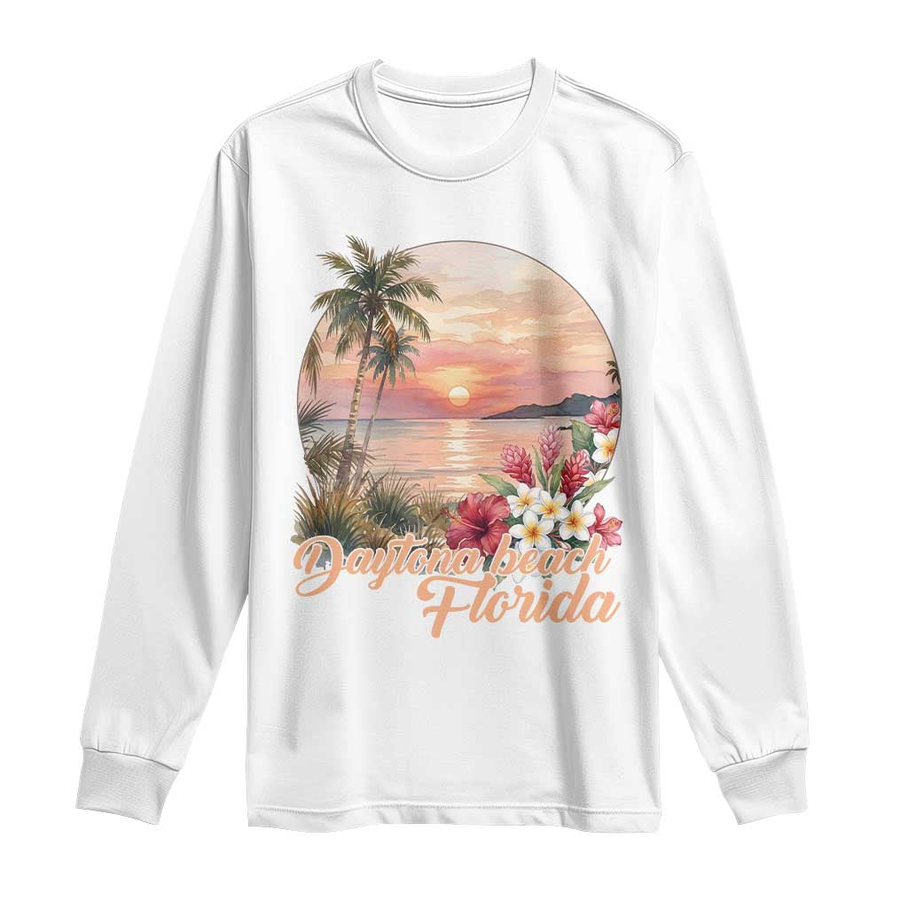Daytona Beach Florida Long Sleeve Shirt Tropical Palm Tree Ocean Travel Gift