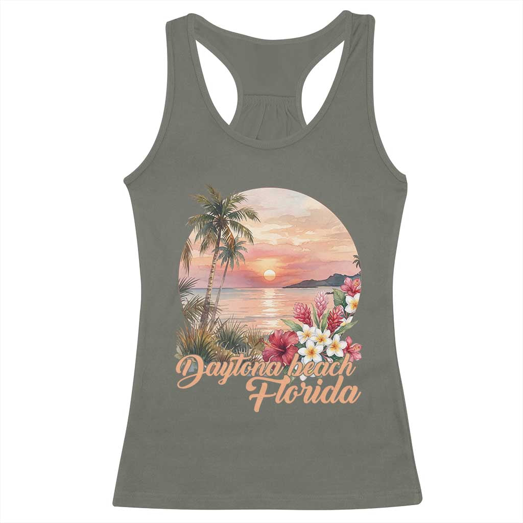 Daytona Beach Florida Racerback Tank Top Tropical Palm Tree Ocean Travel Gift