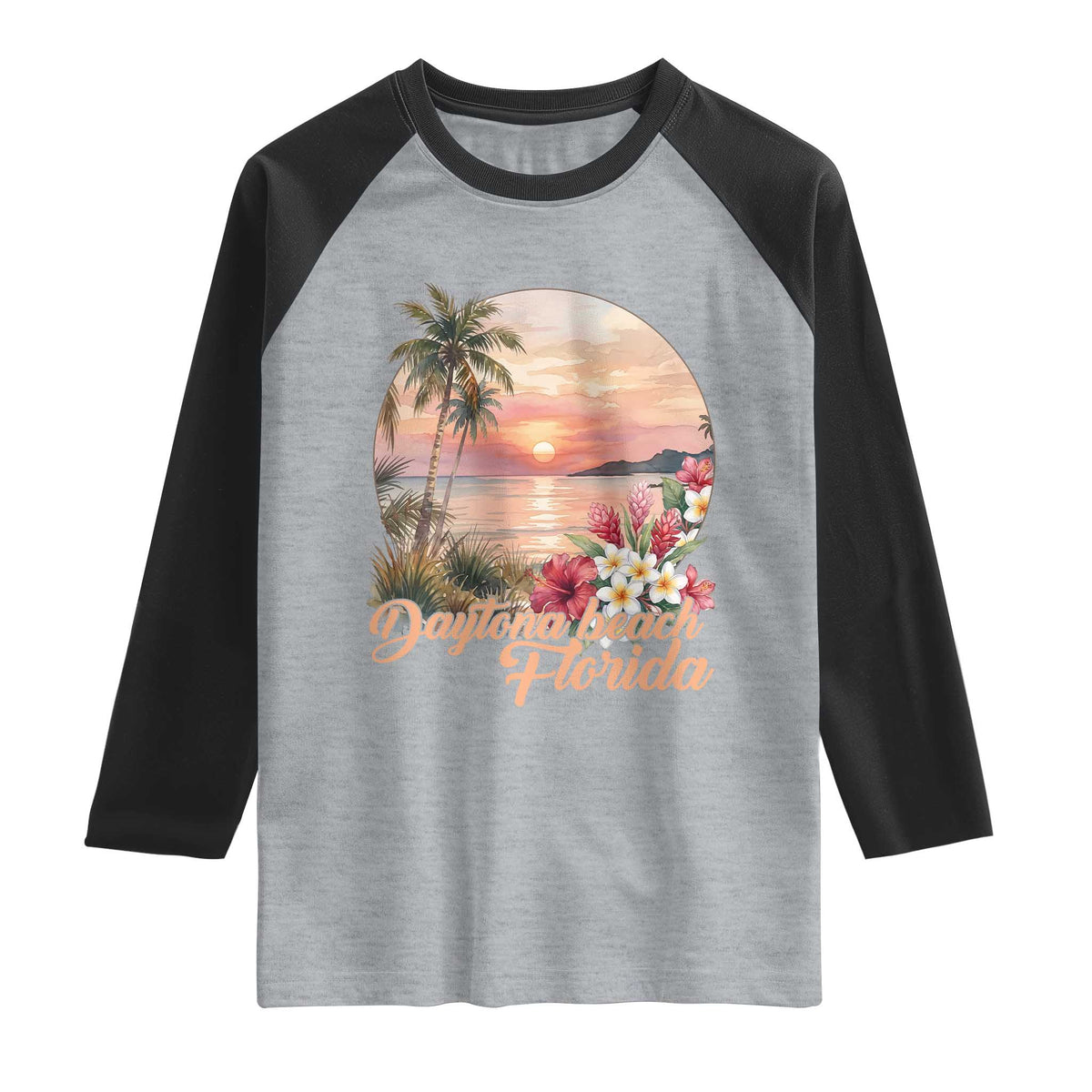 Daytona Beach Florida Raglan Shirt Tropical Palm Tree Ocean Travel Gift