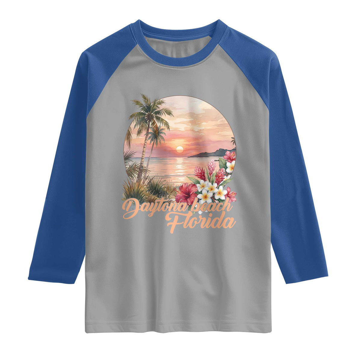 Daytona Beach Florida Raglan Shirt Tropical Palm Tree Ocean Travel Gift