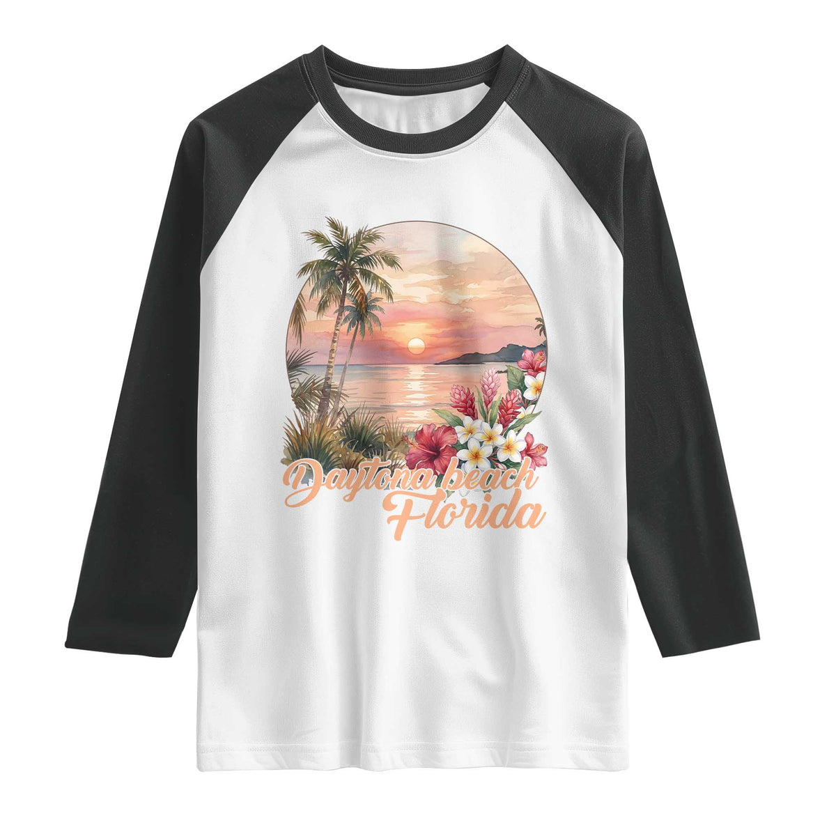 Daytona Beach Florida Raglan Shirt Tropical Palm Tree Ocean Travel Gift