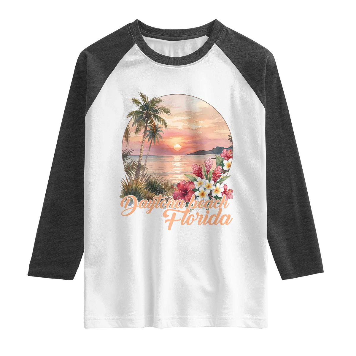 Daytona Beach Florida Raglan Shirt Tropical Palm Tree Ocean Travel Gift