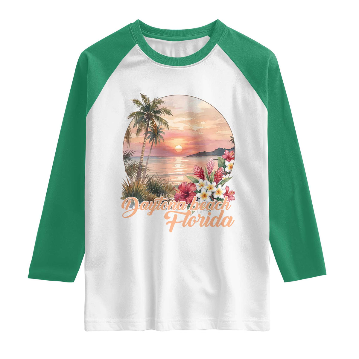 Daytona Beach Florida Raglan Shirt Tropical Palm Tree Ocean Travel Gift