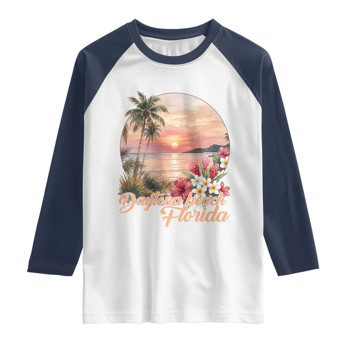 Daytona Beach Florida Raglan Shirt Tropical Palm Tree Ocean Travel Gift