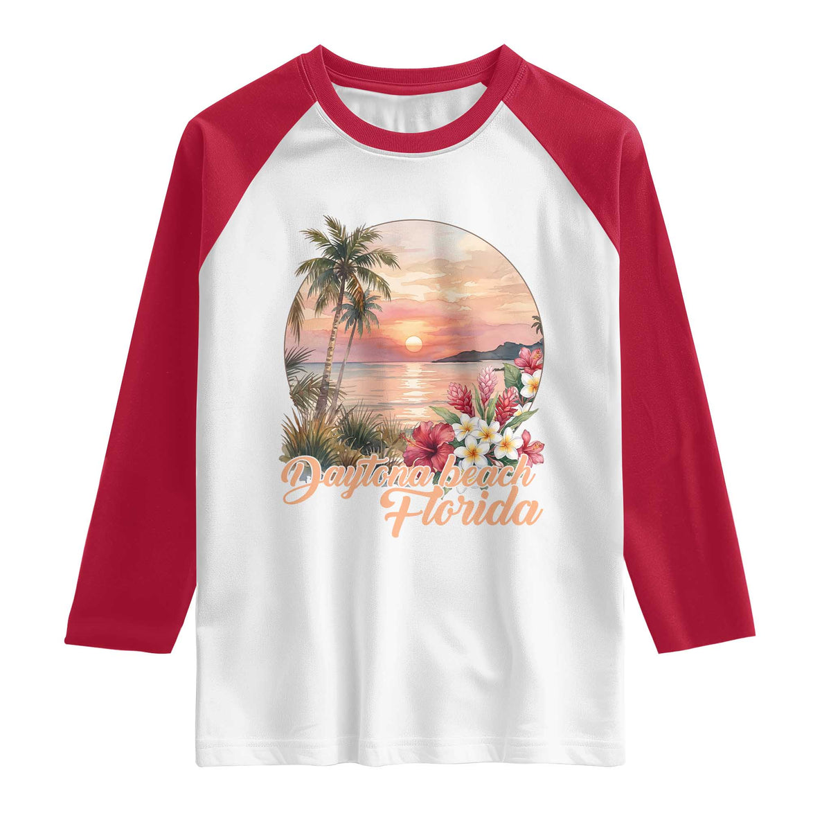 Daytona Beach Florida Raglan Shirt Tropical Palm Tree Ocean Travel Gift