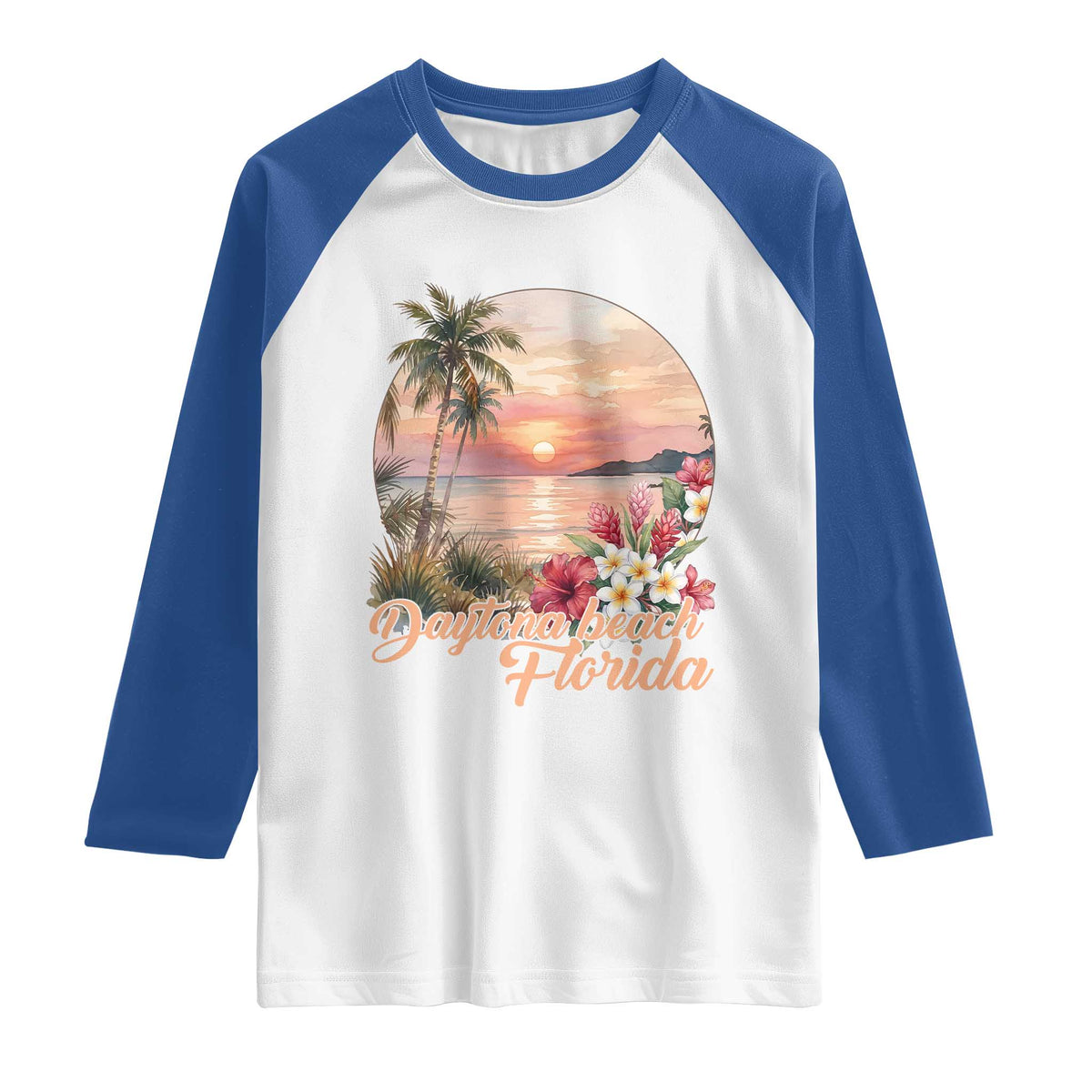 Daytona Beach Florida Raglan Shirt Tropical Palm Tree Ocean Travel Gift