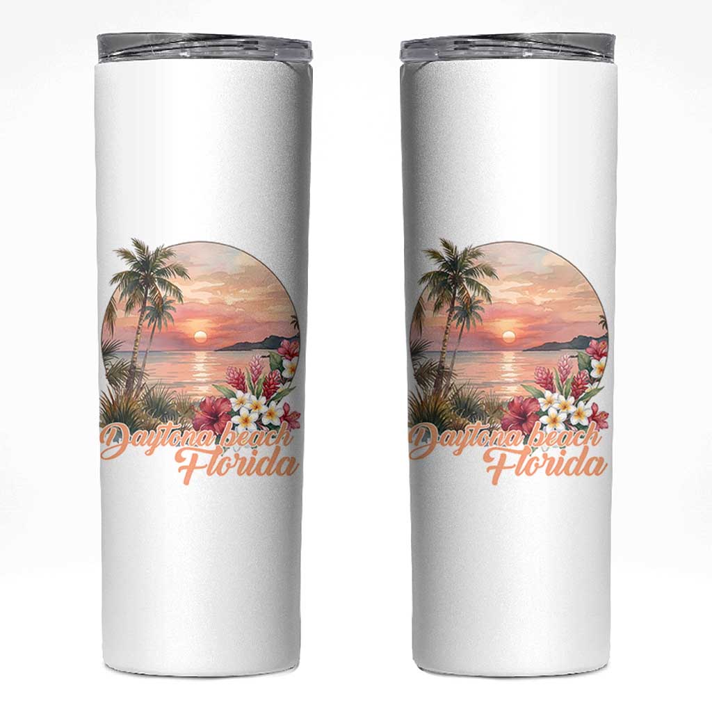 Daytona Beach Florida Skinny Tumbler Tropical Palm Tree Ocean Travel Gift