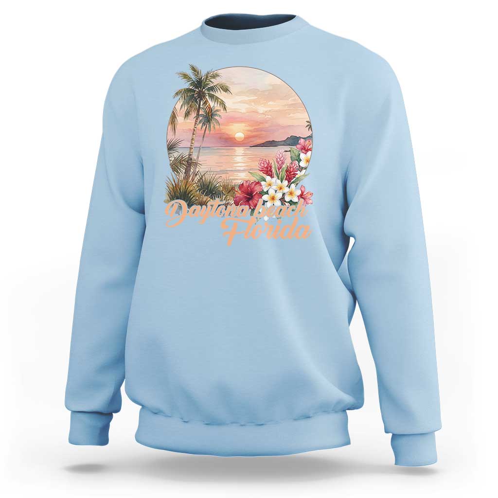 Daytona Beach Florida Sweatshirt Tropical Palm Tree Ocean Travel Gift