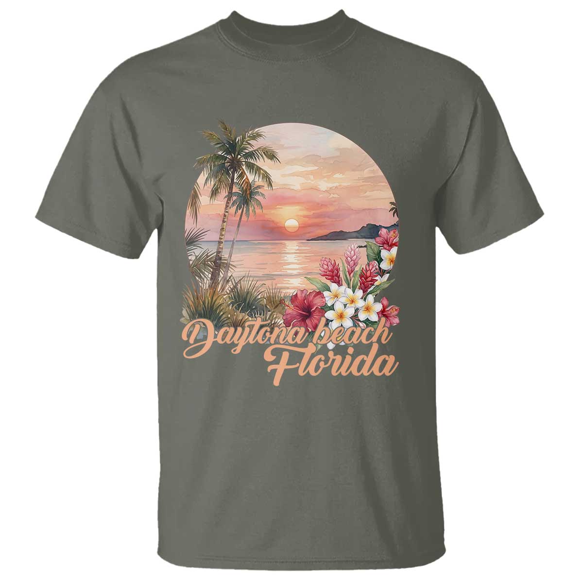 Daytona Beach Florida T Shirt Tropical Palm Tree Ocean Travel Gift