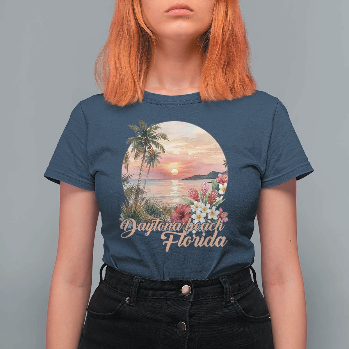 Daytona Beach Florida T Shirt For Women Tropical Palm Tree Ocean Travel Gift