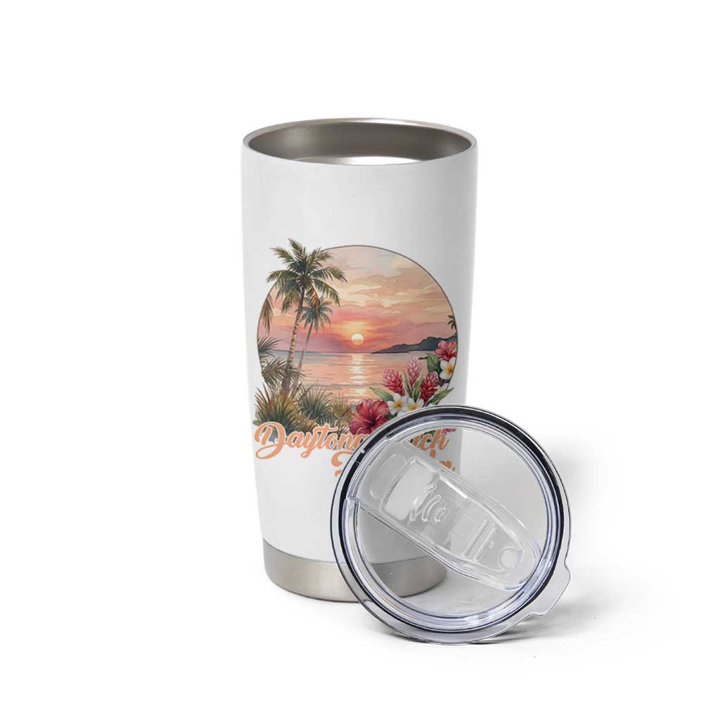 Daytona Beach Florida Tumbler Cup Tropical Palm Tree Ocean Travel Gift