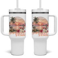 Daytona Beach Florida Tumbler With Handle Tropical Palm Tree Ocean Travel Gift
