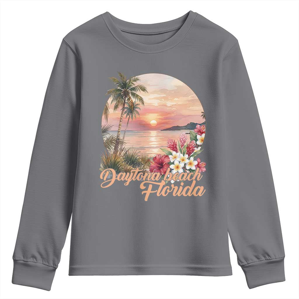 Daytona Beach Florida Youth Sweatshirt Tropical Palm Tree Ocean Travel Gift