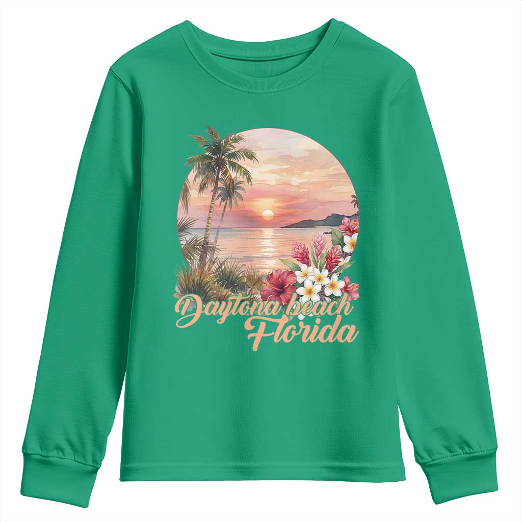 Daytona Beach Florida Youth Sweatshirt Tropical Palm Tree Ocean Travel Gift